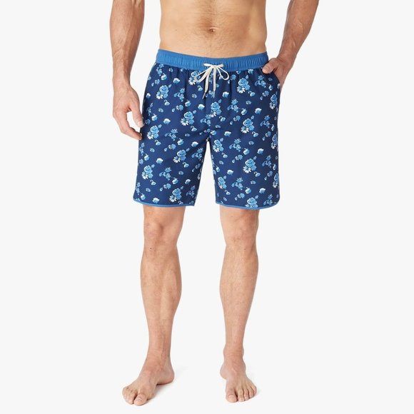 Fair harbor Anchor Swim Trunks Boardshorts Blue Beach Floral